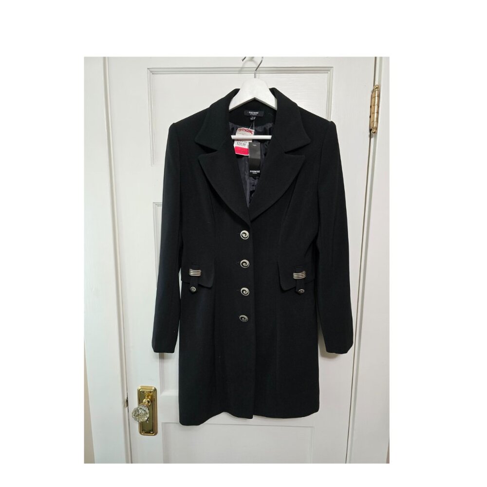 NWT - Premise Studio Long Black Suit coat With Accent buttons and hardware - S